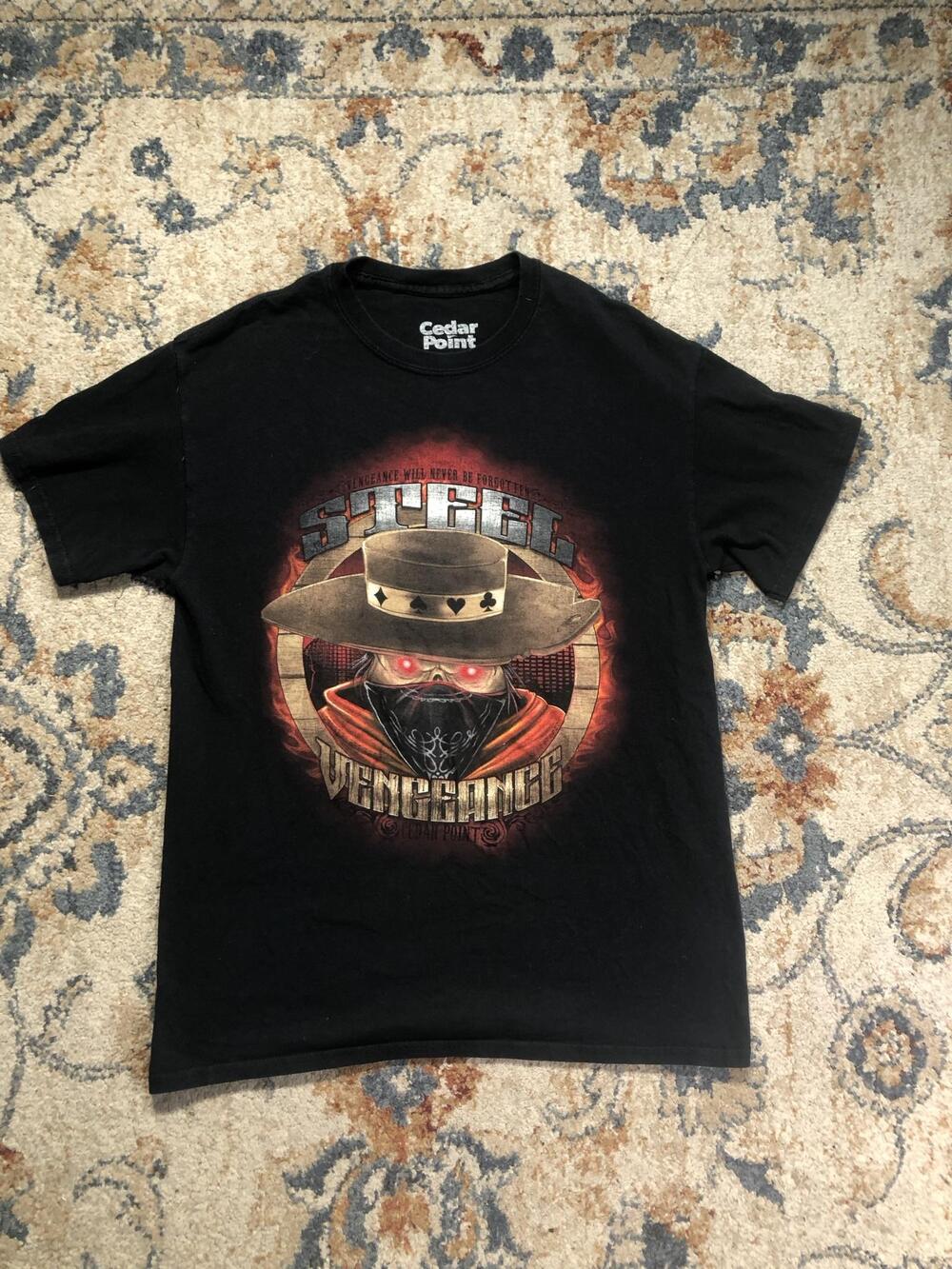 Cedar Point Steel Vengeance Shirt Mens Medium Black Graphic Roller Coaster Tee